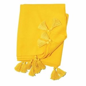 Yellow fringe throw blanket